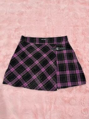 Disturbia Pink Plaid Crush Mini Kilt Skirt